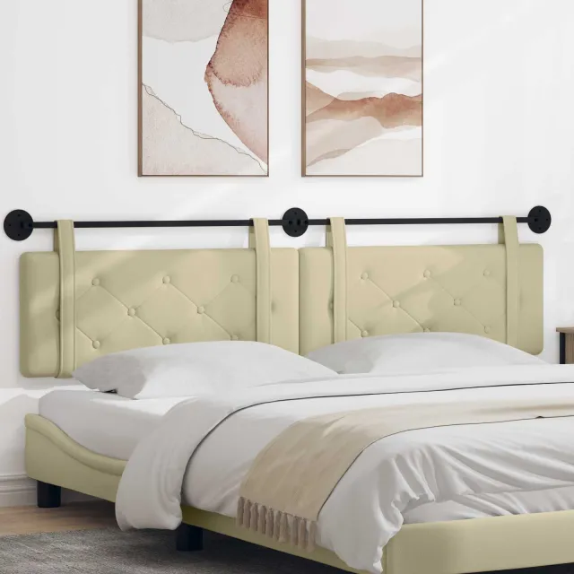 vidaXL Hangend hoofdbord Crème Kunstleer