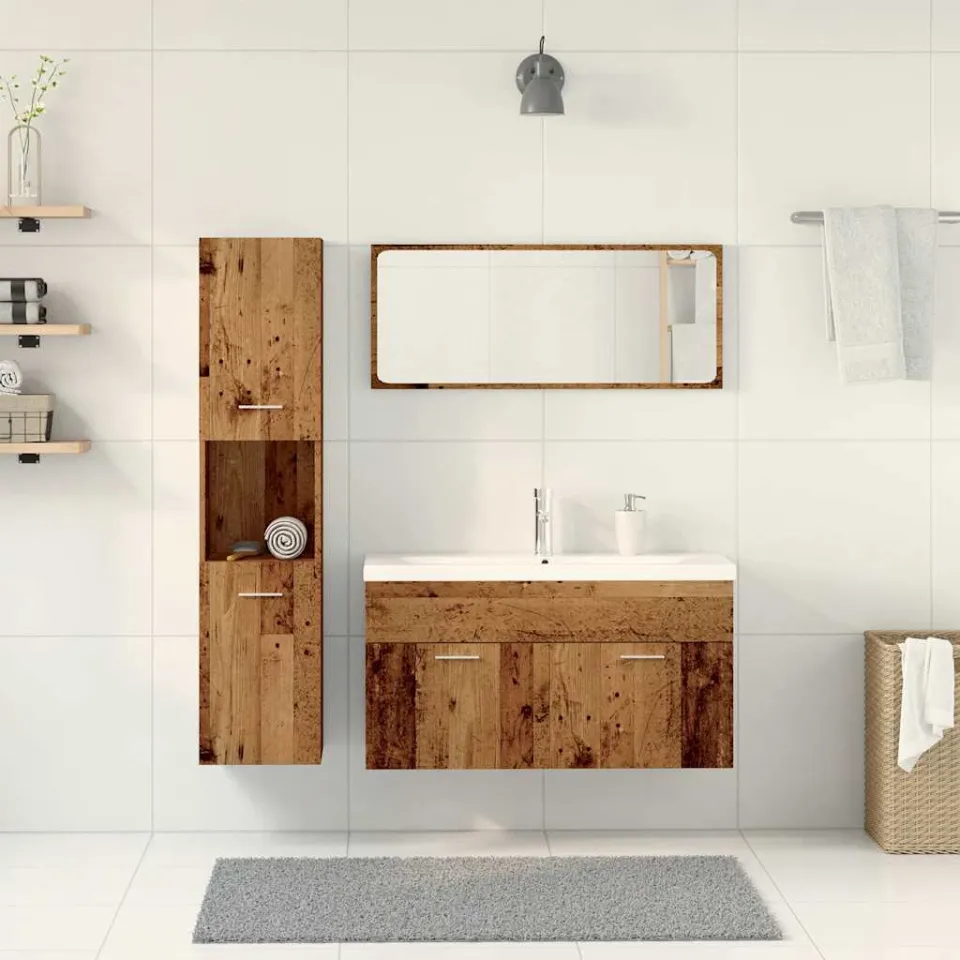 vidaXL 5-delige Badkamermeubelset bewerkt hout oud houtkleurig bruin, foto 2