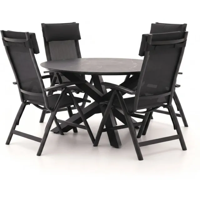Bellagio tuinmeubelen Bellagio Lugo/Lodola ø 130cm dining tuinset 5-delig verstelbaar grijs, foto 2