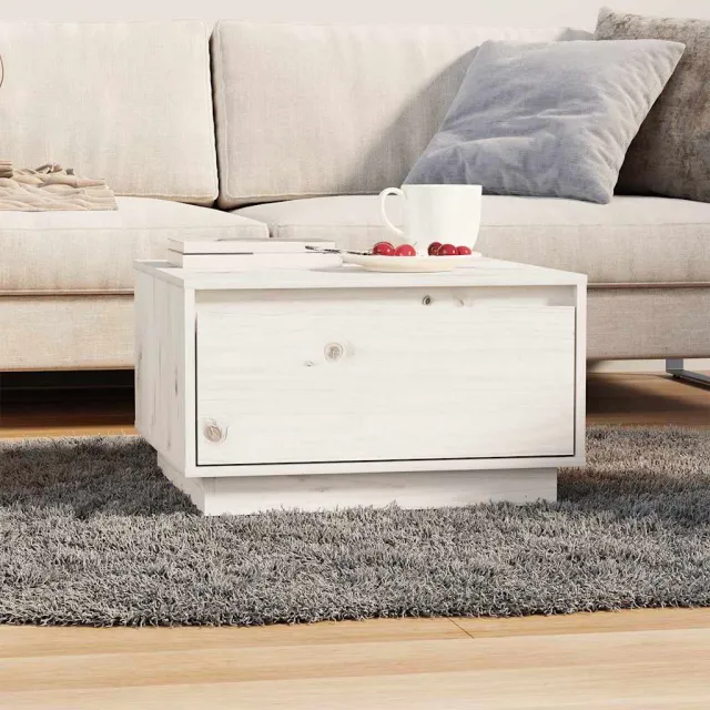 vidaXL Salontafel 55x56x32 cm massief grenenhout wit, foto 2