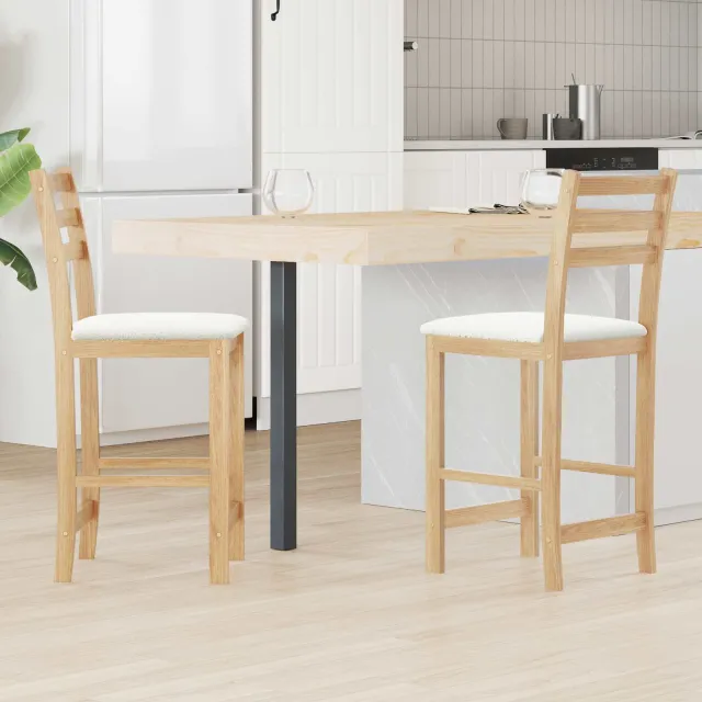 vidaXL Eettafelstoelen 2 st Massief Rubberhout Naturel