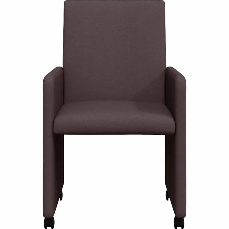 vidaXL Eetkamerstoelen met Wieltjes 2 st Stof Donkerbruin bruin, foto 4