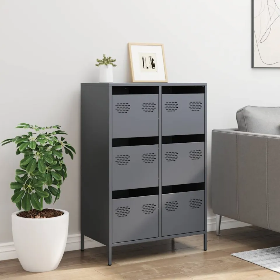 vidaXL Hoge kast 68x39x101,5 cm staal antracietkleurig, foto 2