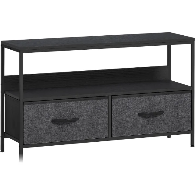 Homona TV-meubel met 2 lades en open vak - 98 x 29 x 56 cm - Zwart/Donkergrijs Multi