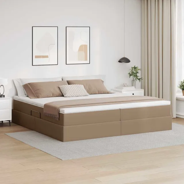 vidaXL Opslag bed met matras Cappuccino 200 x 200 cm Nep Leer bruin