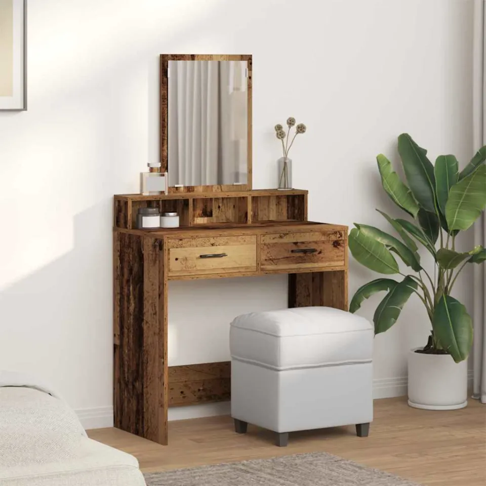 vidaXL Plafondtafel Oudhout 79 x 41 x 140 cm Bewerkt hout bruin, foto 3
