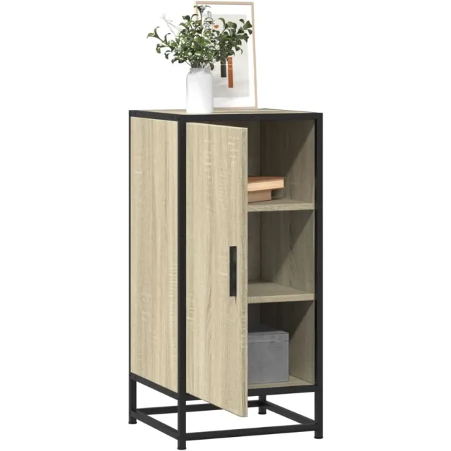 vidaXL Dressoir 35,5x35x76 cm bewerkt hout en metaal sonoma eikenkleur Bruin