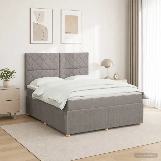 vidaXL Boxspringbed met matras met hoofdeinde Taupe 160 x 200 cm Stof