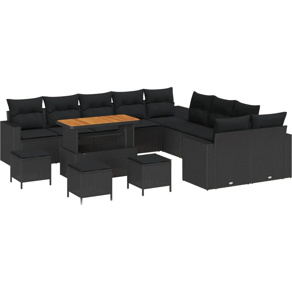 vidaXL Tuinbankenset 14 st Zwart poly rattan
