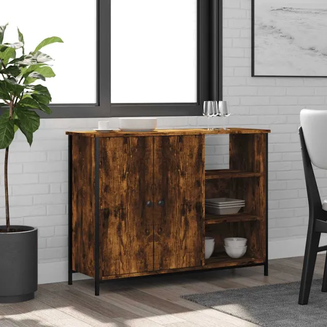 vidaXL Dressoir 100x33x75 cm bewerkt hout gerookt eikenkleurig Bruin