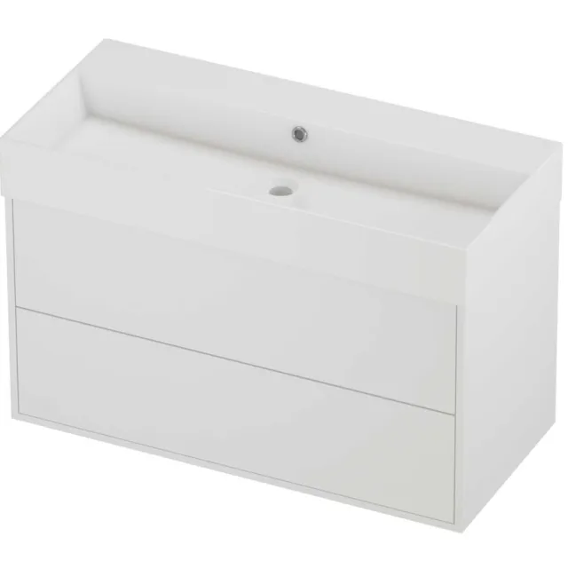 Proline Zara Badmeubelset Porselein Loft 2 Laden 100x46x65 cm Glans Wit Mat White Mat Wit