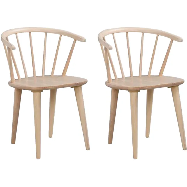 Rowico Home Carmen houten spijlenstoel whitewash - set van 2 Bruin