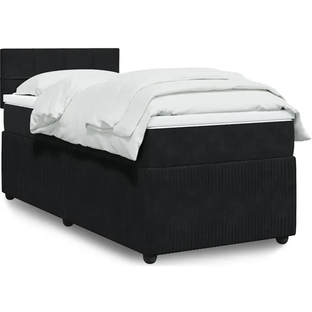 vidaXL Boxspring met matras fluweel zwart 100x200 cm