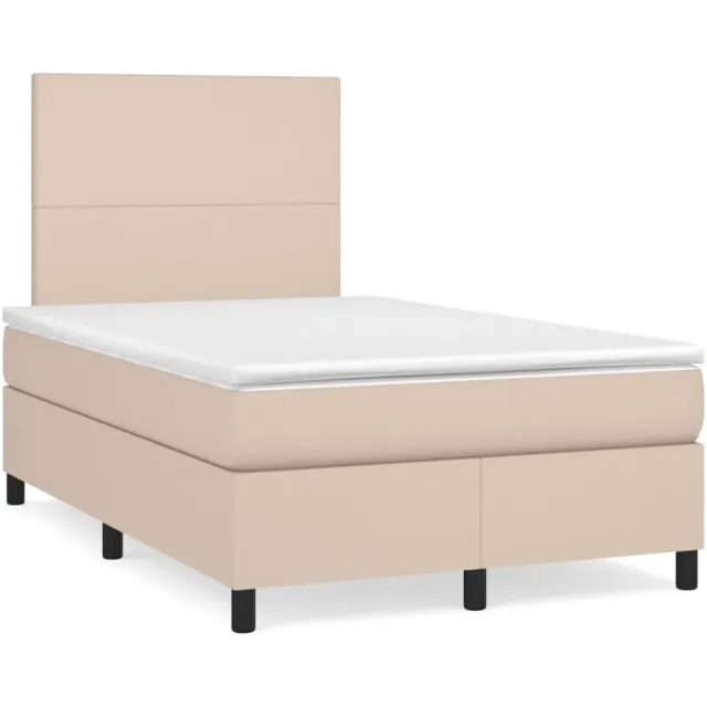 vidaXL Boxspring met matras kunstleer cappuccinokleurig 120x190 cm Bruin