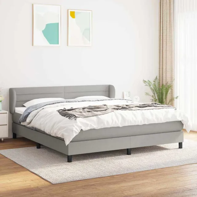 vidaXL Boxspring met matras stof lichtgrijs 160x200 cm grijs