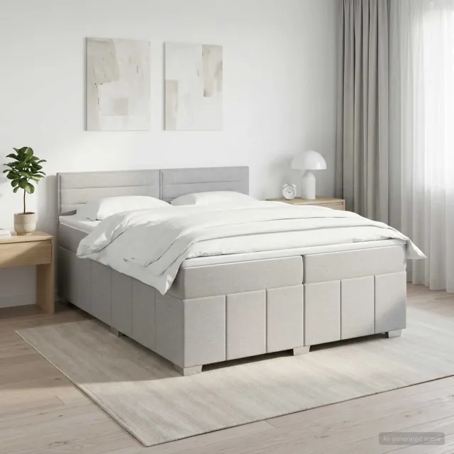 vidaXL Boxspringbed met matras Lichtgrijs 200 x 200 cm Stof