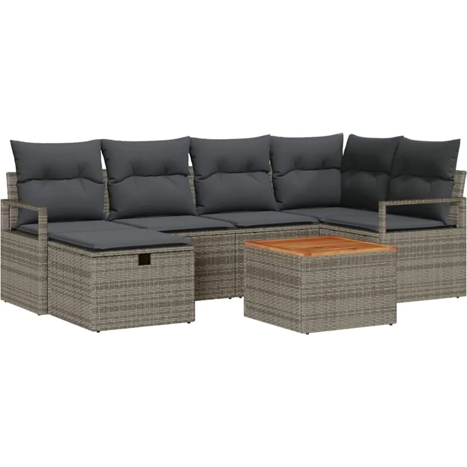 vidaXL Tuin Sofa Set 7 st Grijs Poly riet