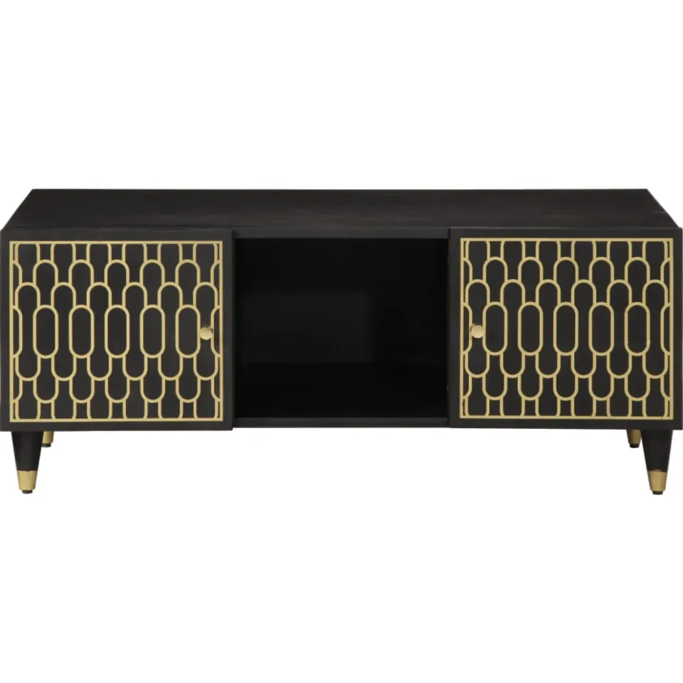 vidaXL Salontafel 100x54x40 cm massief mangohout zwart, foto 3