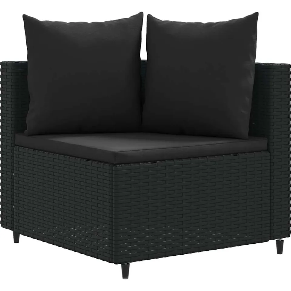vidaXL 5-delige Loungeset met kussens poly rattan zwart, foto 3