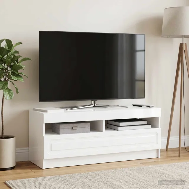 vidaXL LED tv-meubel Hoogglans Wit Bewerkt hout, foto 2