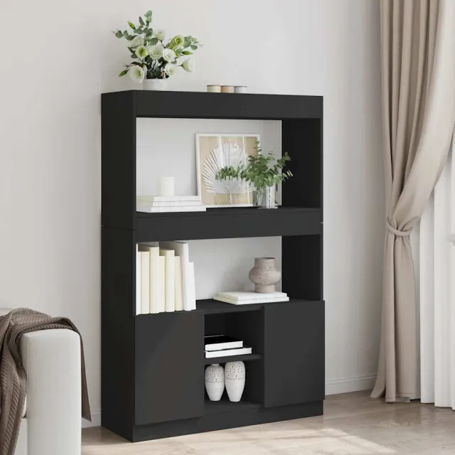 vidaXL Hoge kast 92x33x140 cm bewerkt hout zwart, foto 2