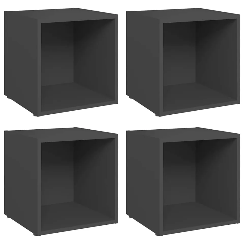 vidaXL Tv-meubelen 4 st 37x35x37 cm bewerkt hout grijs, foto 3