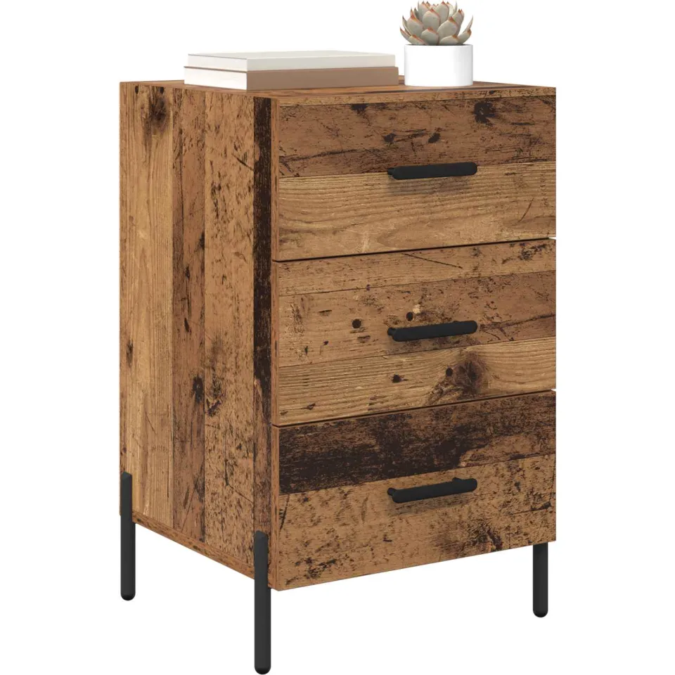 vidaXL Nachtkastje Oudhout 40 x 40 x 66 cm Bewerkt hout Bruin