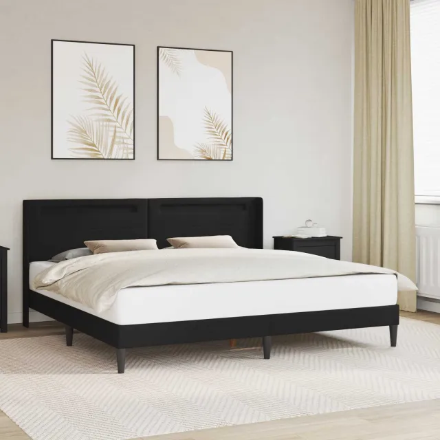 vidaXL Bedframe met LED-stripverlichting Zwart 200 x200 cm Kunstleer