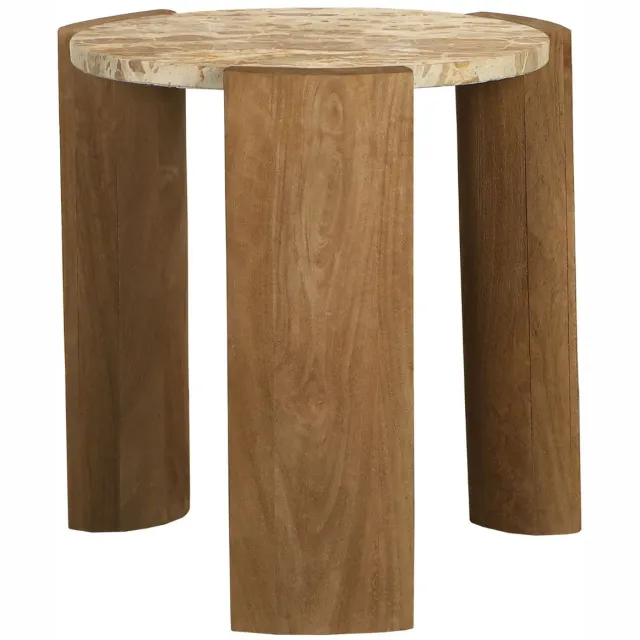 PTMD Javina Natural Marble Coffeetable Mangowood Base Naturel