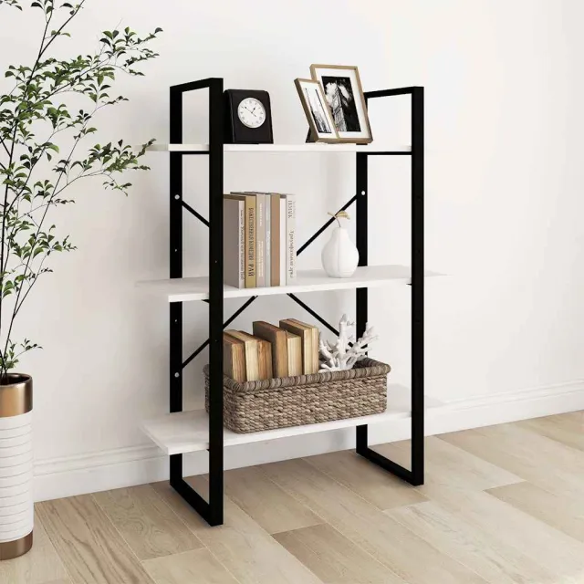 vidaXL Boekenkast met 3 schappen 80x30x105 cm massief grenenhout wit, foto 2