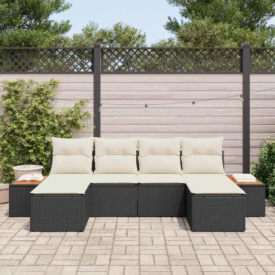 vidaXL Tuin Sofa Set 6 st Zwart poly rattan, foto 3