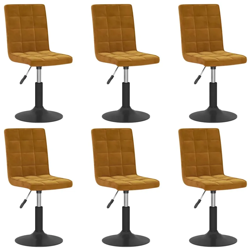 vidaXL Eetkamerstoelen draaibaar 6 st fluweel bruin, foto 3