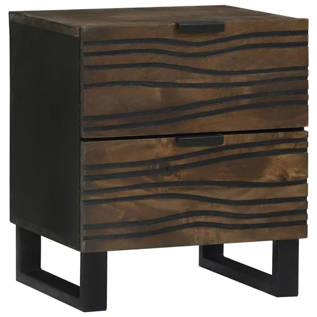 vidaXL Nachtkastje 2 st Walnotenhout 40 x 33 x 46 cm Bewerkt hout bruin, foto 4