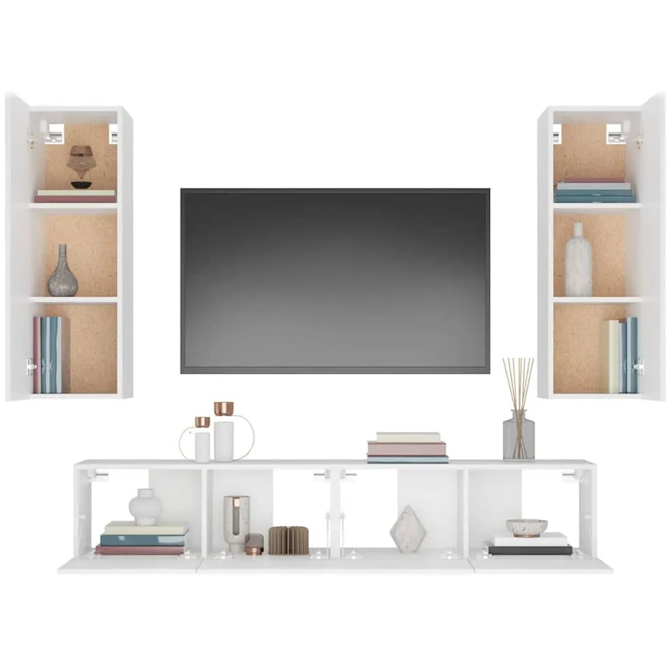 vidaXL 4-delige Tv-meubelset bewerkt hout wit, foto 4