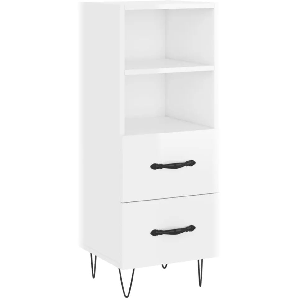 vidaXL Dressoir 34,5x34x90 cm bewerkt hout hoogglans wit, foto 3