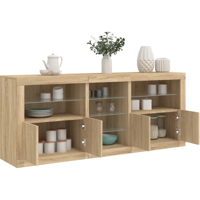 vidaXL Dressoir met LED-verlichting 162x37x67 cm sonoma eikenkleurig Bruin