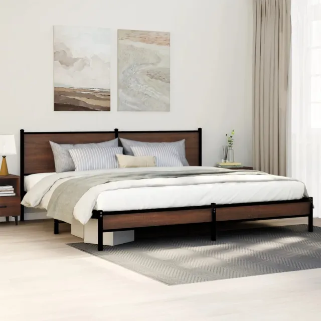 vidaXL Bedframe zonder matras metaal bruin eikenkleur 193x203 cm