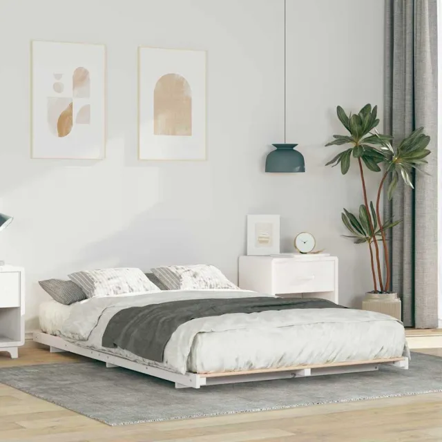 vidaXL Bedframe Wit 140 x 190 cm Massief grenenhout