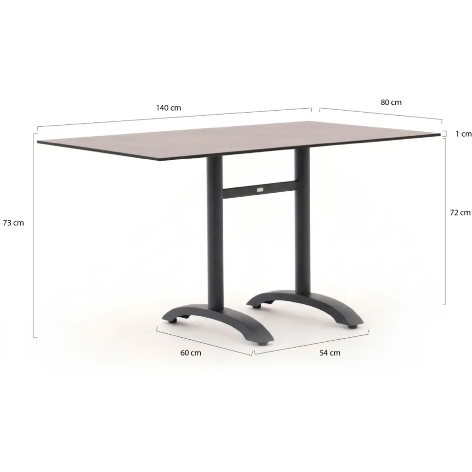 Bellagio tuinmeubelen Bellagio Lisio tuintafel 140x80x73cm grijs, foto 3