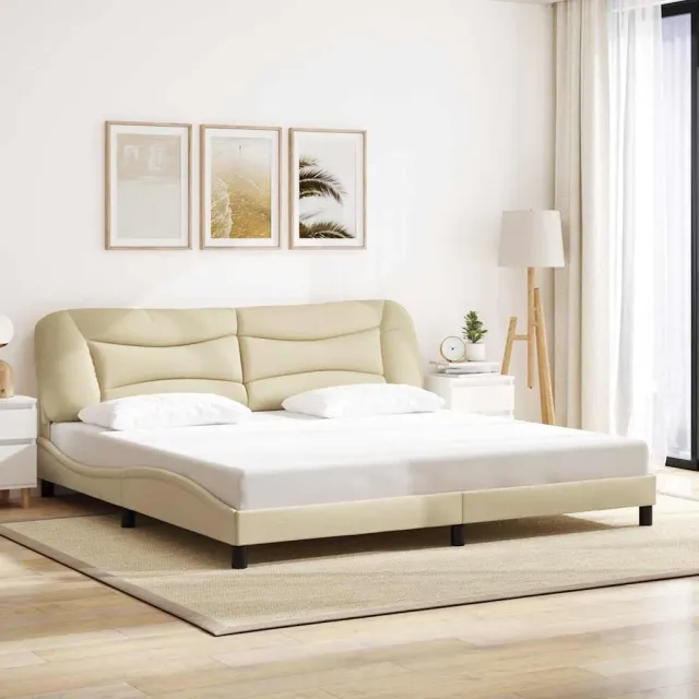 vidaXL Bedframe zonder matras "Hvar" stof crèmekleurig 200x200 cm