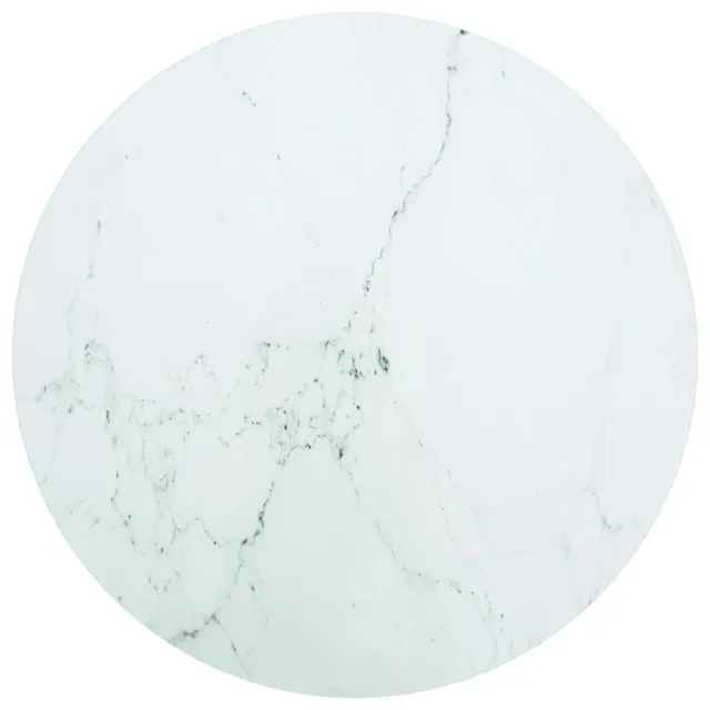 vidaXL Tafelblad Ø60x0,8 cm gehard glas met marmeren design wit