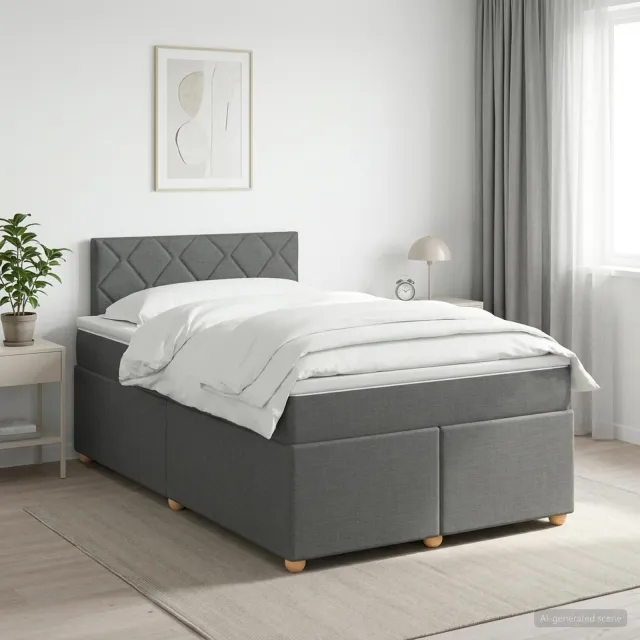 vidaXL Boxspringbed met matras Donkergrijs 120 x 200 cm Stof