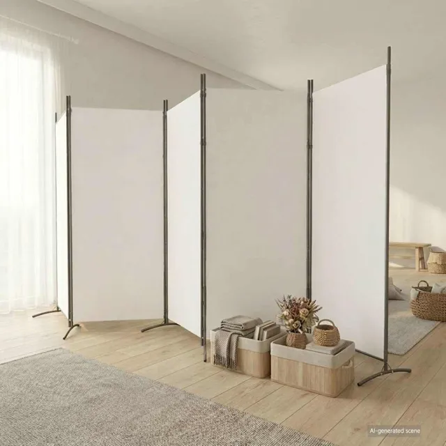 vidaXL Kamerscherm met 5 panelen 433x180 cm stof wit