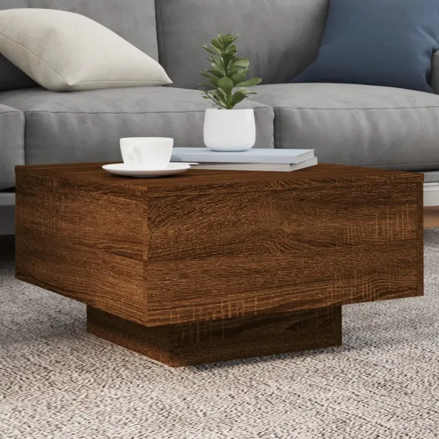 vidaXL Salontafel met LED-verlichting 55x55x31 cm bruin eikenkleur