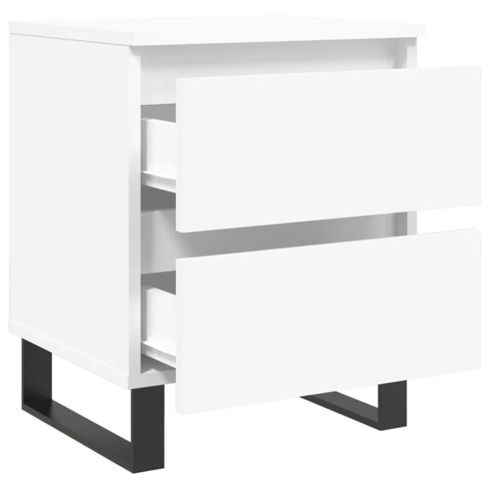 vidaXL Nachtkastjes 2 st 40x35x50 cm bewerkt hout wit, foto 4