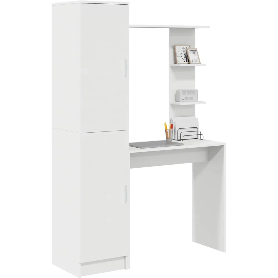 vidaXL Bureau met plank met opslag met de deur 2 st Wit
