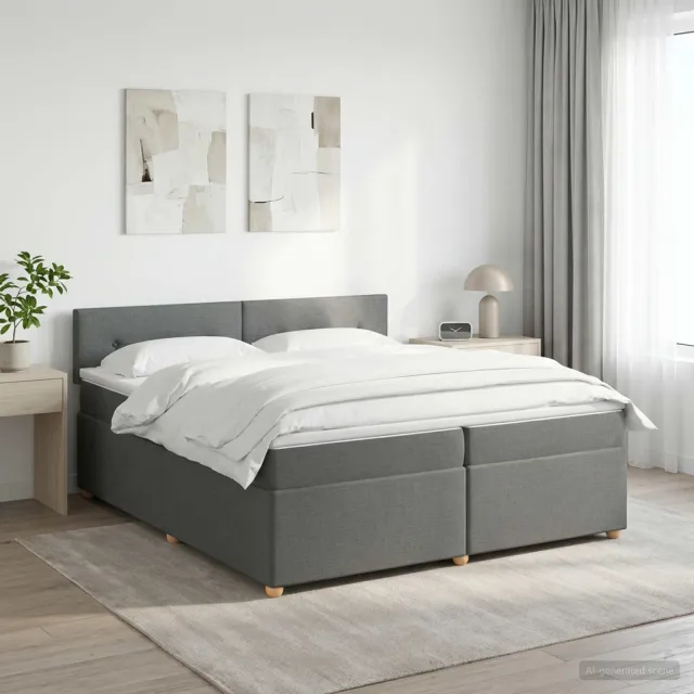 vidaXL Boxspringbed met matras Donkergrijs 200 x 200 cm Stof
