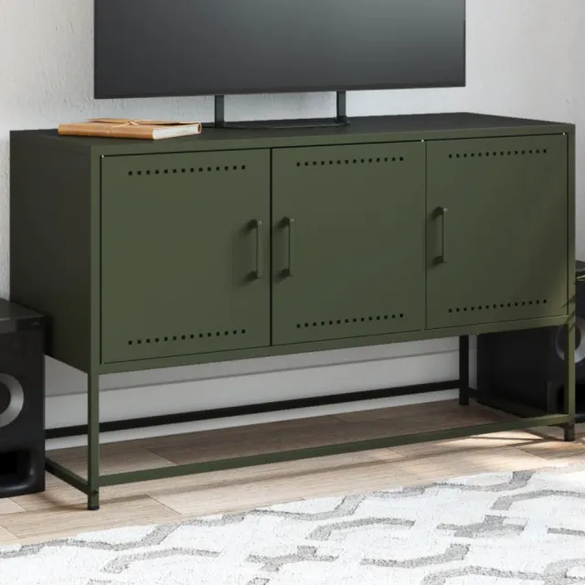 vidaXL Tv-meubel 100,5x39x60,5 cm staal olijfgroen, foto 2