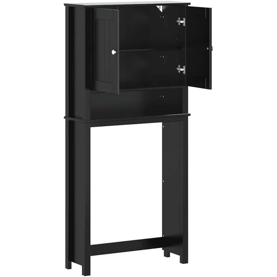 vidaXL Wasmachinekast BERG 76x27x164,5 cm massief hout zwart, foto 4