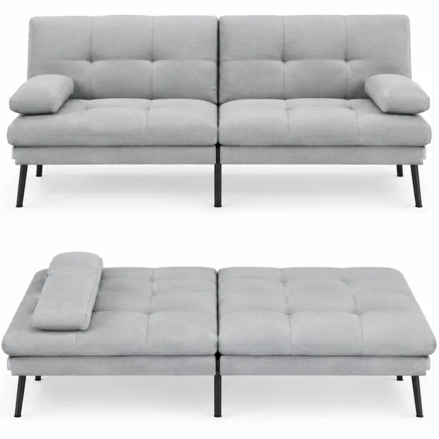 Lamor Slaapbank - Bank - Banken - Logeerbed - Uitklapbaar - Opvouwbaar - Ruimtebesparend - Slaapstand 174 x 81 x 42cm - 5 Standen Grijs